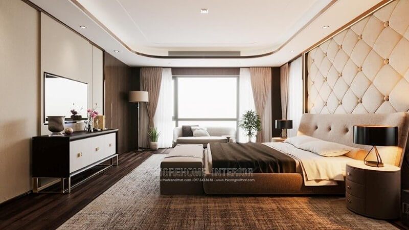 Morehome nhận đóng giường ngủ gỗ bọc vải sang trọng
